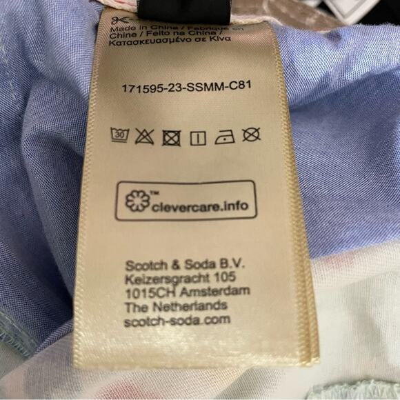 SCOTCH & SODA Fave Organic Cotton Bermuda Shorts Mint Flower Tie Dye Mens Sz XXL - Picture 8 of 9